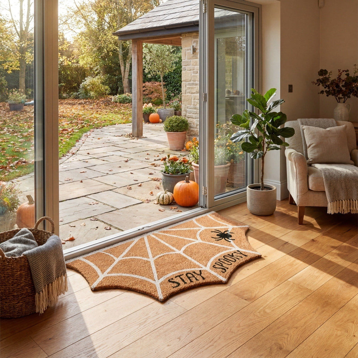 23.6x15.7 Inch Halloween Printed PVC Doormat, Non-Slide Rubber Back Dirt Trapping Front Door Indoor Outdoor Entryway Decor Floor Mat