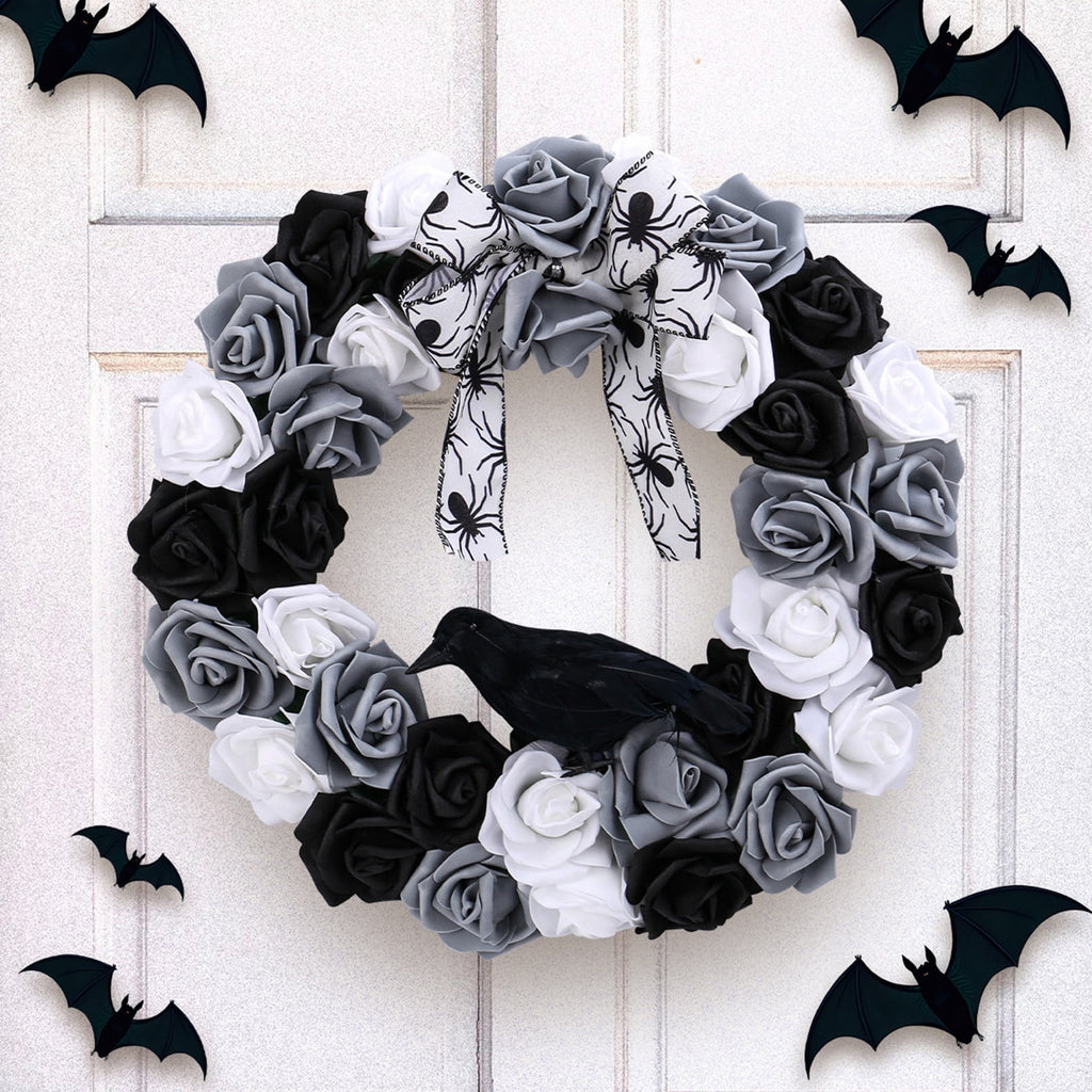YIKA Halloween Decoration Halloween Ghost Festival Purple Simulation Skull Pumpkin Horror Scene Decoration Wreath F3Halloween Yard Decor
