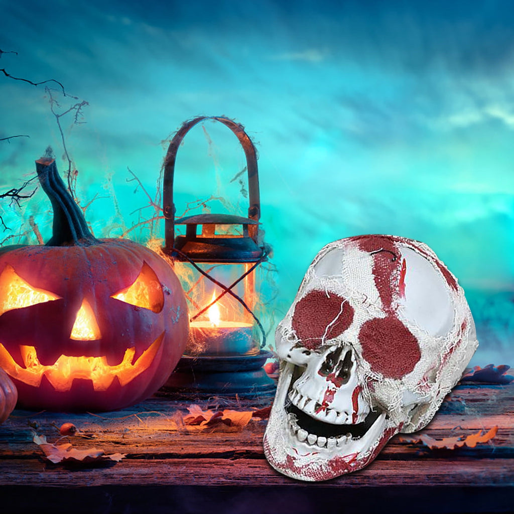 Darzheoy Halloween Skulls Halloween Skeletons Realistic Fake Simulation Human Skull Head Model Halloween Prop Realistic Mini Skeleton Spooky Halloween Decoration