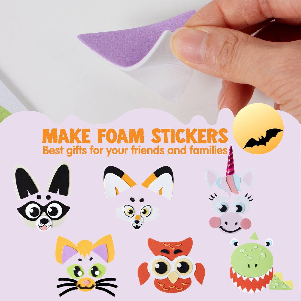 Joyfy 16 Faces Halloween Pumpkin Decorations Stickers Foam Craft Kit, 18 Sheets 16 Designs Halloween Party Favors for Kids, Party Supplies Arts Activities, Jack O Lantern Face Sticker School Gifts