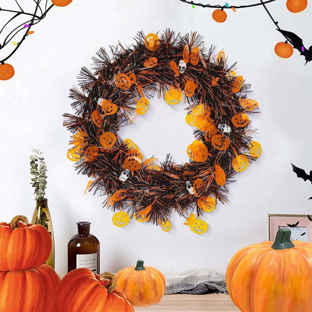 Fall Decor - LED Fall Wreaths for Front Door - 22" Autumn Wreaths - Decorations for Autumn Thanksgiving Harvest Farmhouse Home Outdoor Indoor Window Wall