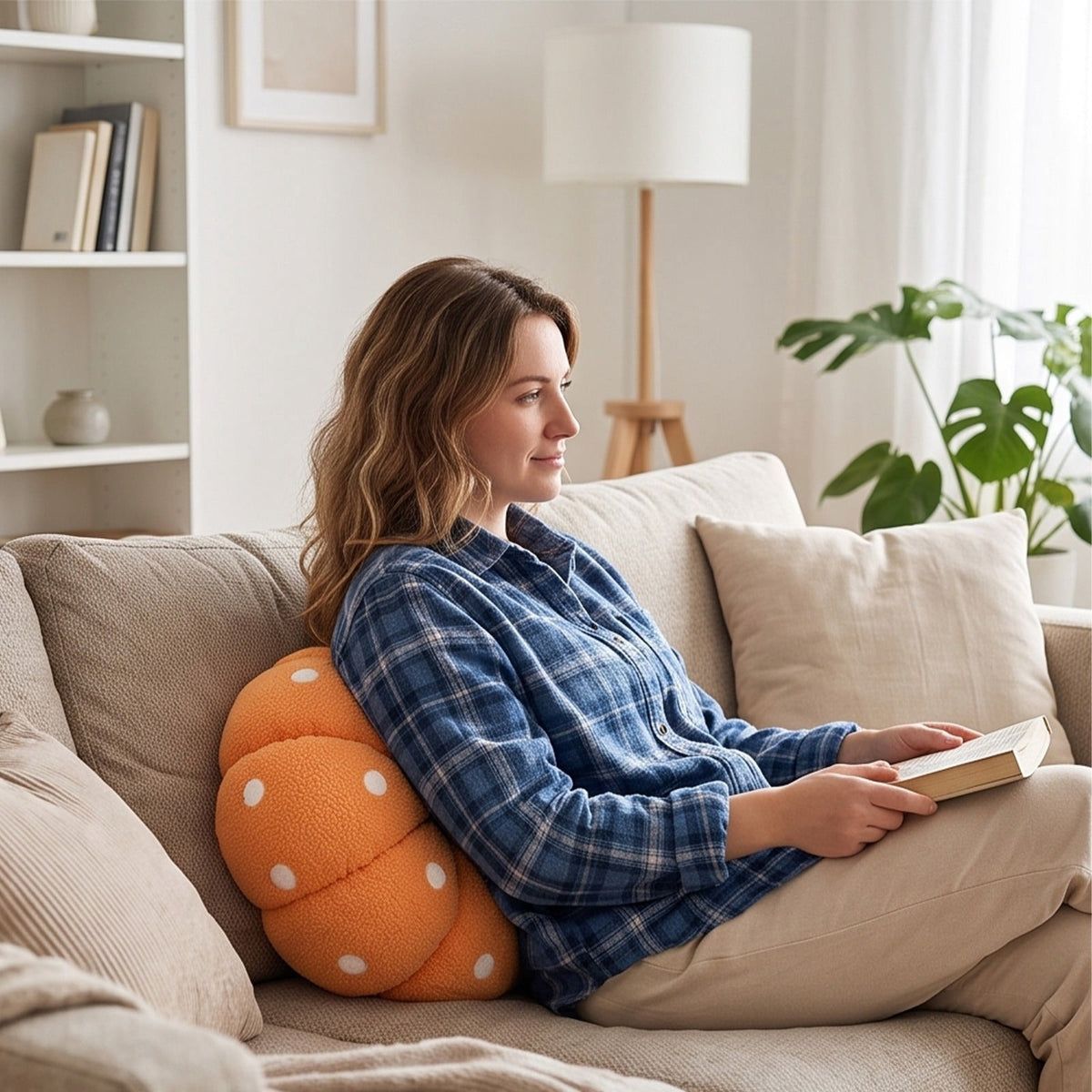 Yhmxh Soft Fluffy Pumpkin Throw Pillow, 3D Plush Sherpa Stuffed Pumpkin Cushion Decor, Cute Autumn Harvest Pumpkin Shaped Plush Toy for Sofa Couch Bed Farmhouse Thanksgiving Halloween Party Decor