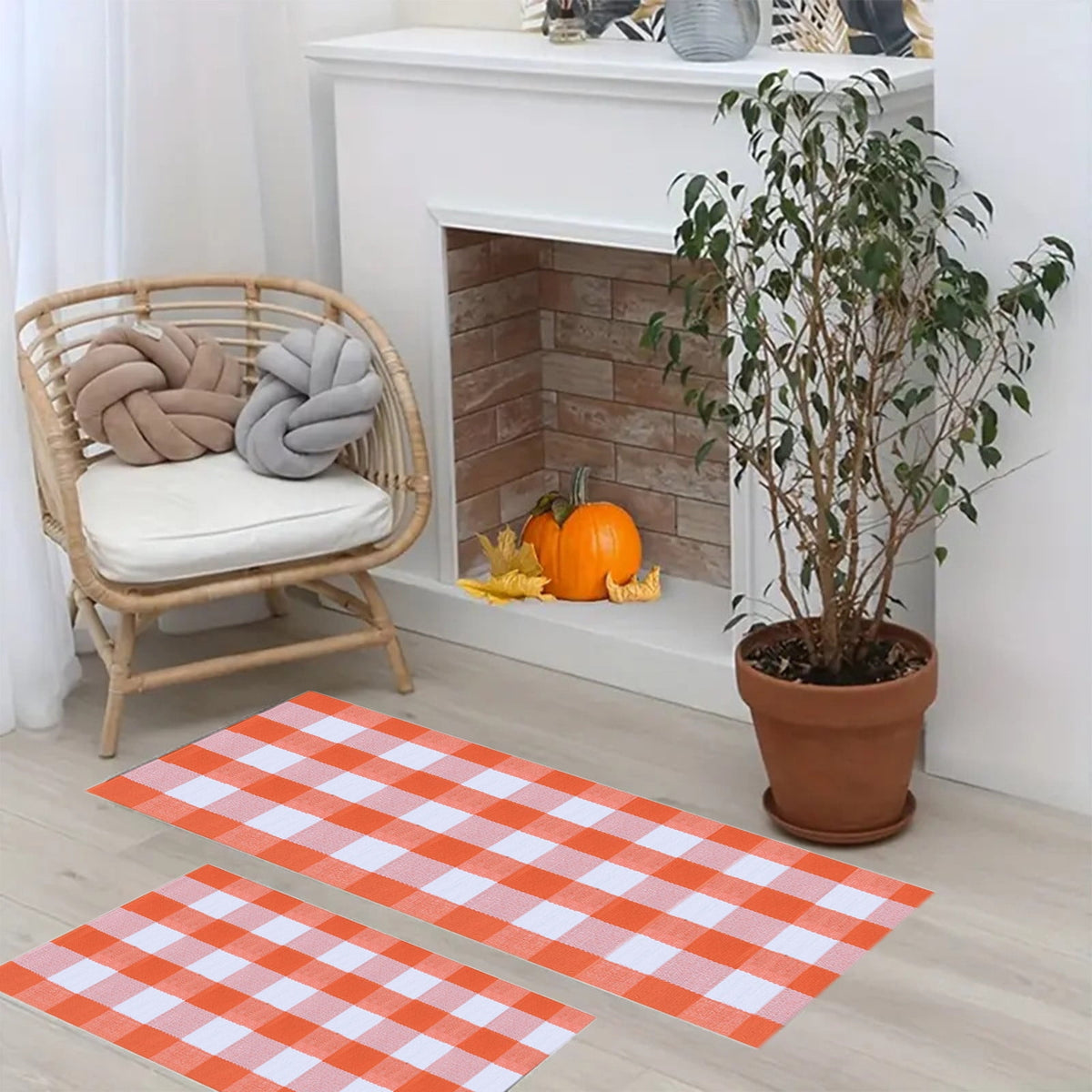 Muecwrye 2 Pcs Fall Doormats, Halloween Doormat, Cute Welcome Mats for Outside, Bathroom Front Door Mat, Washable Fall Rugs for Front Porch Entrance, Farmhouse Indoor Outdoor decor