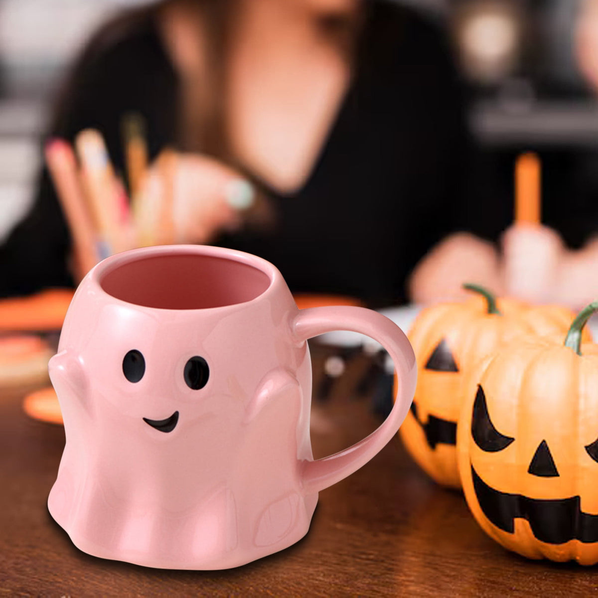 AuroraX Halloween Ghost Decor Outdoor Halloween Decoration Courtyard Tabletop Desktop Haunted Halloween Decoration for Yard Garden Pink
