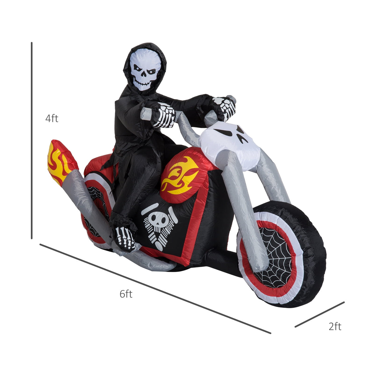6ft Halloween Inflatable Reaper Motorcycle Outdoor Yard Decorations