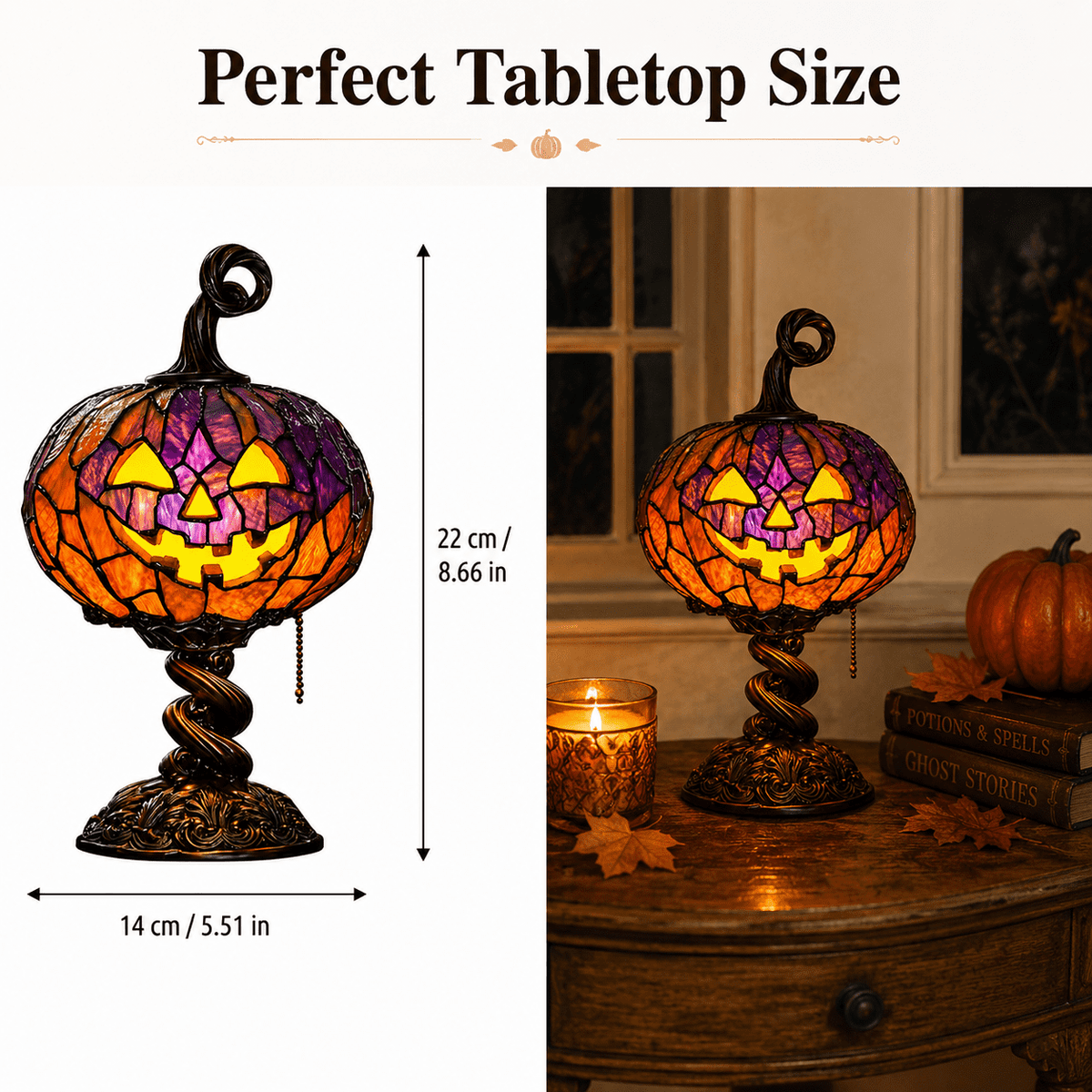 Diceymbol 11.81 Inch Halloween Ghost Night Light, Witch Hat Ghost Lamp with Jack O Lantern, Halloween Decorations Indoor for Table Mantel Party Decor