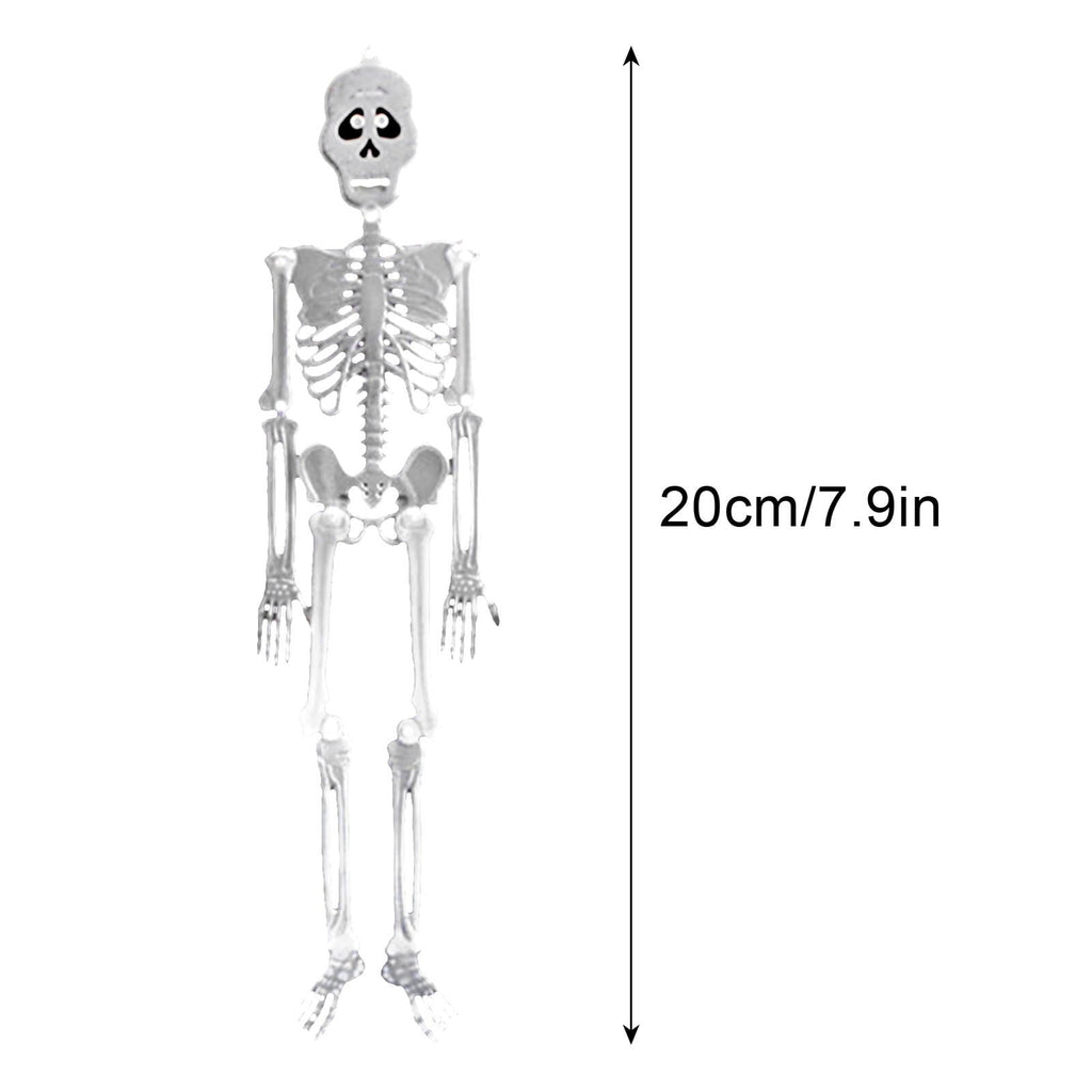 Zatoumnr 4pcs Halloween Small Skeletons Decoration 7.9 Inch Glow in The Dark Plastic Skeletons Figurine Luminous Pose able Mini Skeleton for Halloween Party Favor Decor