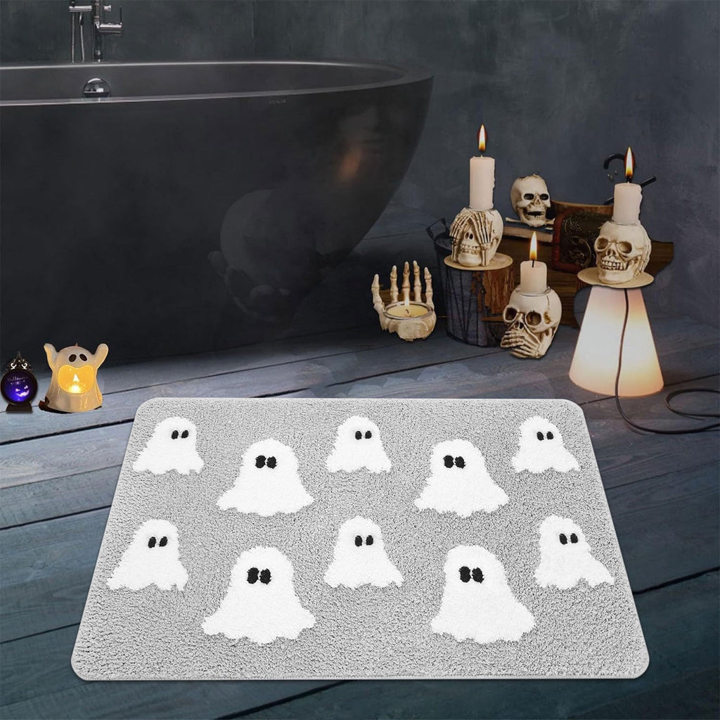 Konghyp Halloween Doormat Outdoor Welcome Mat, Unique Ghost Design, Quality Material for Holiday Decor, Indoor Outdoor Use, Festive Floor Mat for Halloween Party