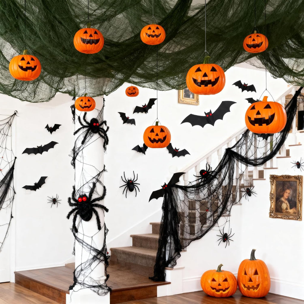 CQHVKQ 5 Pack of Halloween Creepy Gauze Cloth Decoration Set, Indoor Outdoor Black Scary Halloween Gauze Tapestry Decor, Spooky Decorations for Home, Yard, Haunted House & Party Supplies, 72" x 30"
