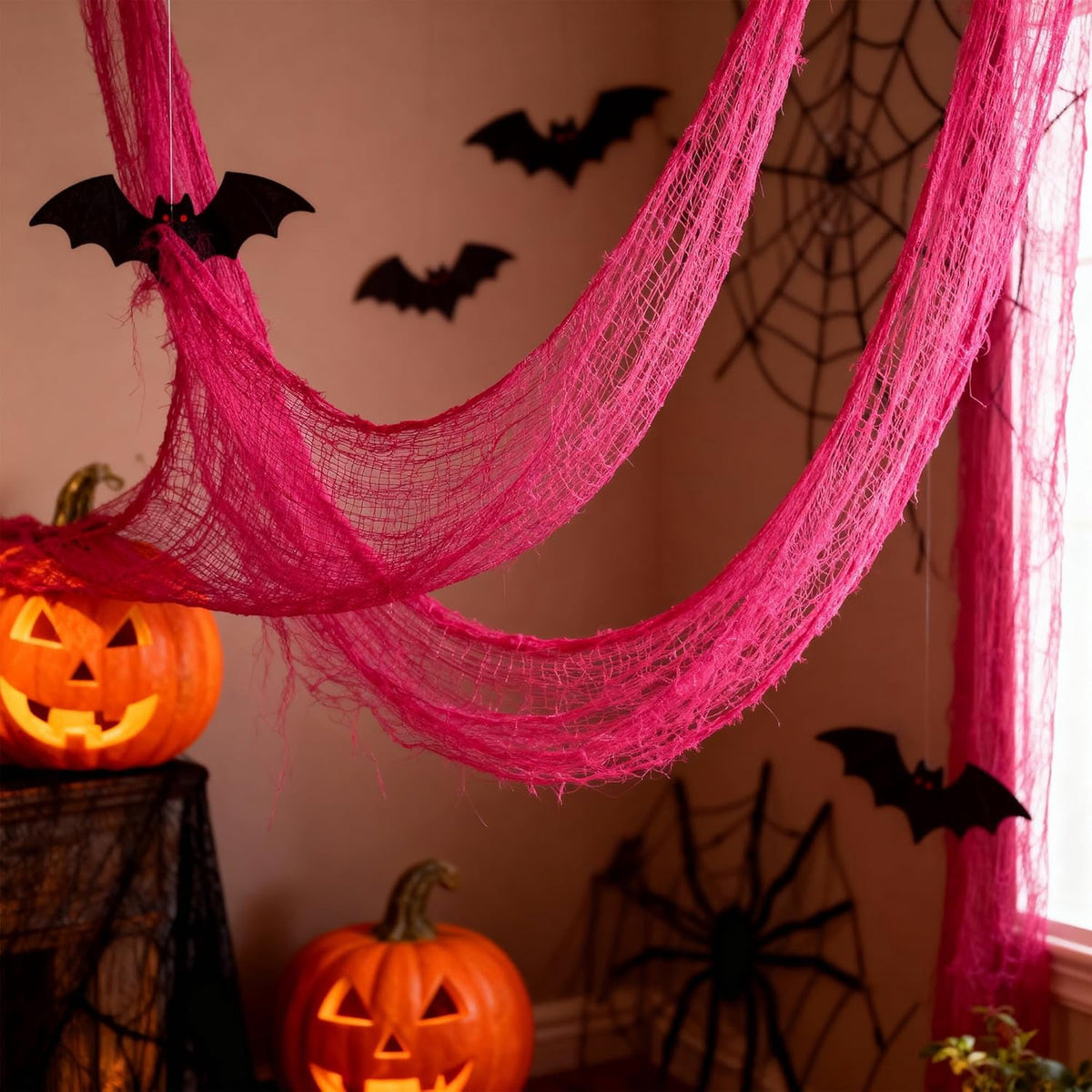 CQHVKQ 5 Pack of Halloween Creepy Gauze Cloth Decoration Set, Indoor Outdoor Black Scary Halloween Gauze Tapestry Decor, Spooky Decorations for Home, Yard, Haunted House & Party Supplies, 72" x 30"