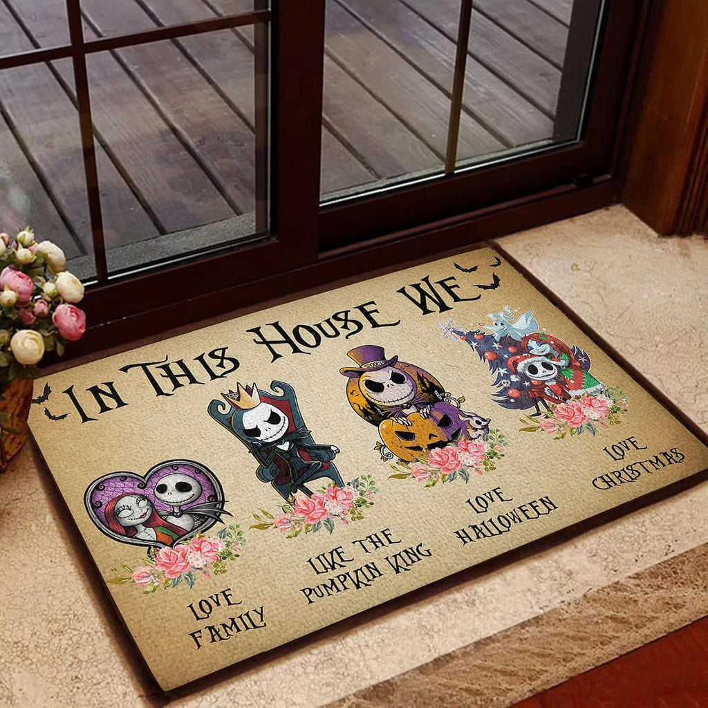 Jack Skeleton Door Mat 30x17 inch, Nightmare Christmas Welcome Doormat, Nightmare Christmas Gfits, Nightmare Christmas Decor