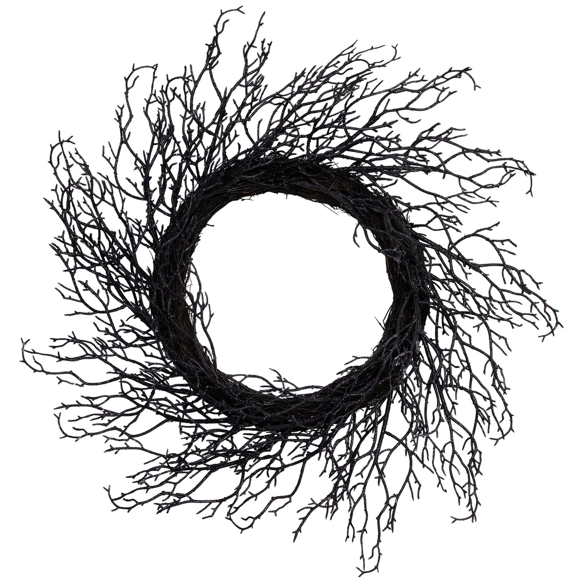Northlight Glittered Twig Artificial Halloween Wreath - 24" - Black - Unlit