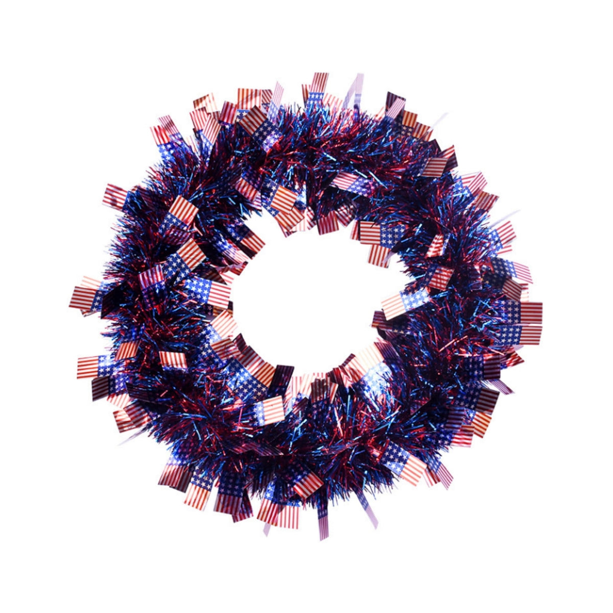 AZXY 20 Inch 4th of July Patriotic Wreath, Red White Blue Mesh Wreath with American Flag Star & Stripe Ribbons, Patriotic Americana Decor for Independence Day Memorial Day Front Door Indoor Outdoor