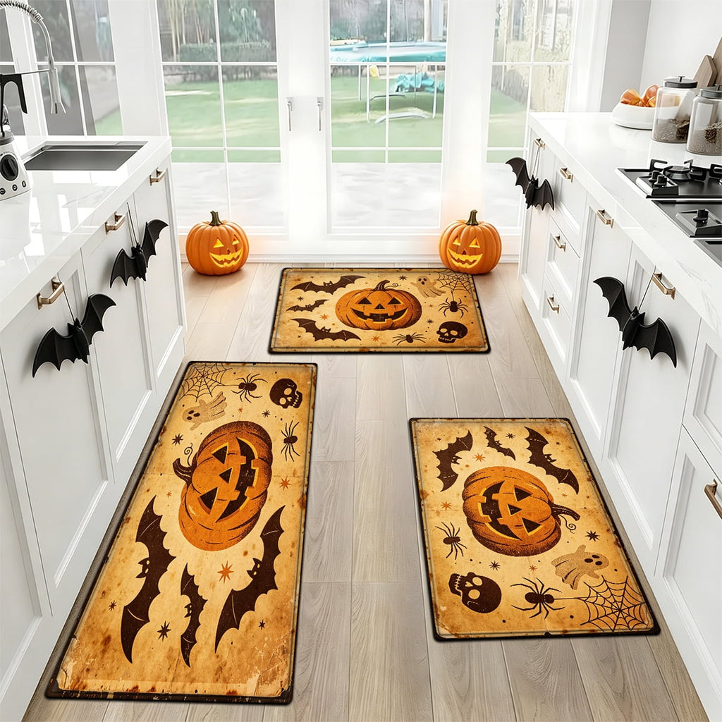 YIMEIS Halloween Pumpkin Lanterns Multi-purpose 1-Piece Flannel Mat and Kitchen Rugs,Soft Non-slip for Home Bedroom Bathroom