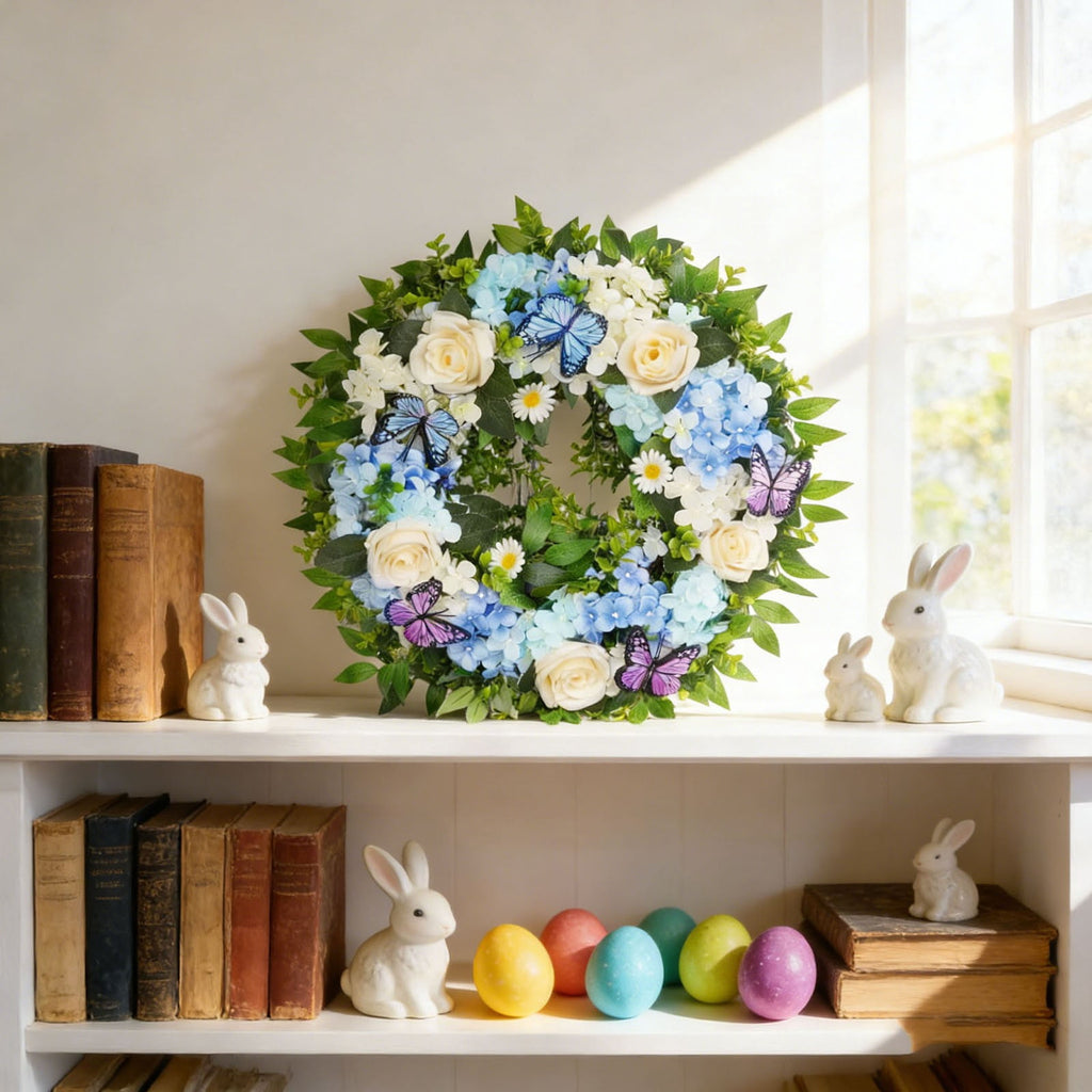 Rijanmt Decorative Plastic Easter Day Wreath, Multicolor