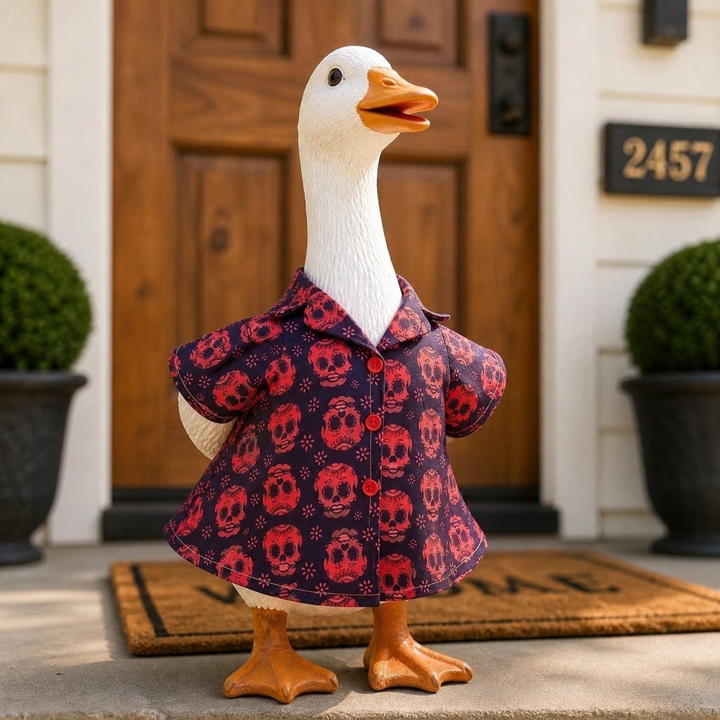 Halloween Garden Porch Decor, Porch Goose Outfits Halloween, 23 Inch Porch Goose Outfits, Witch Dress and Hat Set, Fits 23X11X26 Inch Standing Plush Goose for Front Porch Lawn