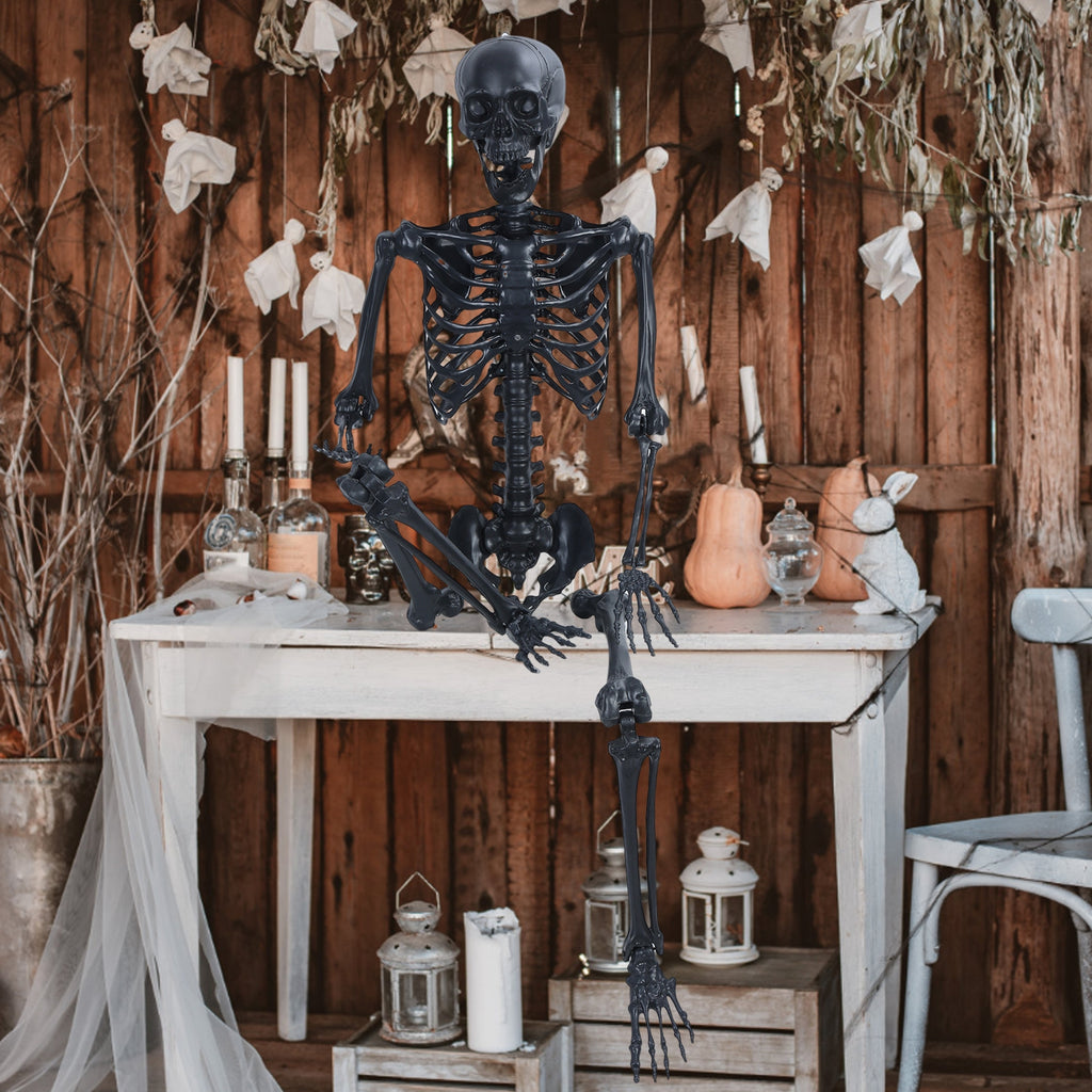 Cixusio 5.4Ft/165cm Halloween Skeleton Full Body Life Size Human Bones with Movable Joints for Indoor Outdoor Haunted House Party Halloween Props Decorations