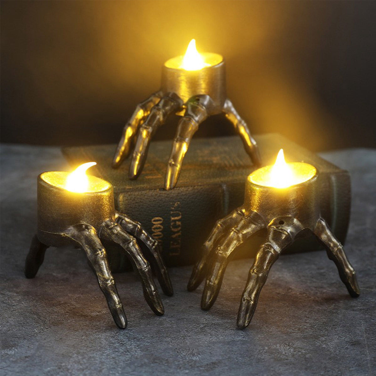Qocolcyl 2 Pack Halloween Skeleton Lights Decorations, Halloween Candles Lamp Decoration Ornament Indoor Outdoor, Halloween Scary Decor for Home Room Table Outside Yard Lawn Garden Party Supplies