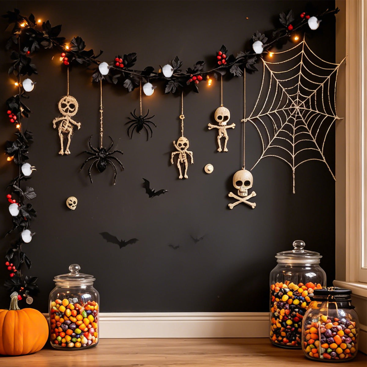 CuiLiyq Halloween Tinsel Garland, 78.7 Inch Black Purple Silver Foil with Bats and Ghosts, Party Decor for Mantel, Staircase, Doorway