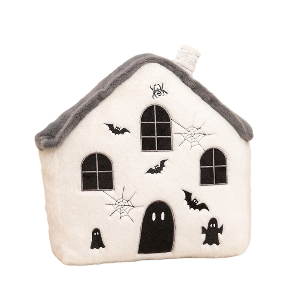 Cute Reading Ghost Plush Throw Pillow, Halloween Book & Pumpkin Bucket Ghost Stuffed Cushion, Spooky Season Decorative Pillow, for Sofa, Bedroom, Party Decor