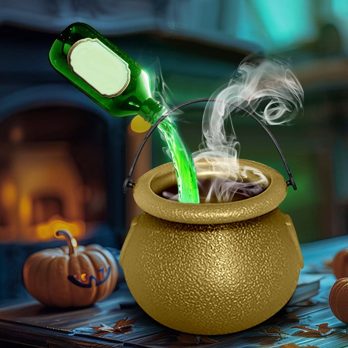 Gold Halloween Mini Cauldron Candy Holder Set, Witch Decor Tiered Tray Tabletop Decoration 8pcs