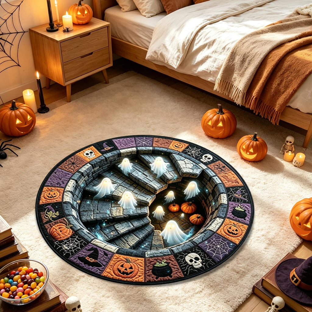 Halloween Wreath Shaped Rugs, Soft Indoor Mat for Entryway, Kitchen, Halloween Party, Pumpkin Witch Spooky Home Decor, 23.62x15.75 Inches