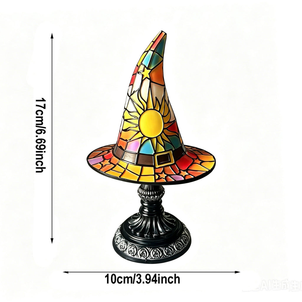 Clearance Witch Hat Lamp, Halloween Nigh Light Handcrafted Retro Resin Witch Hat Light, Usb Powered, Gothic Halloween Decorations for Bedroom