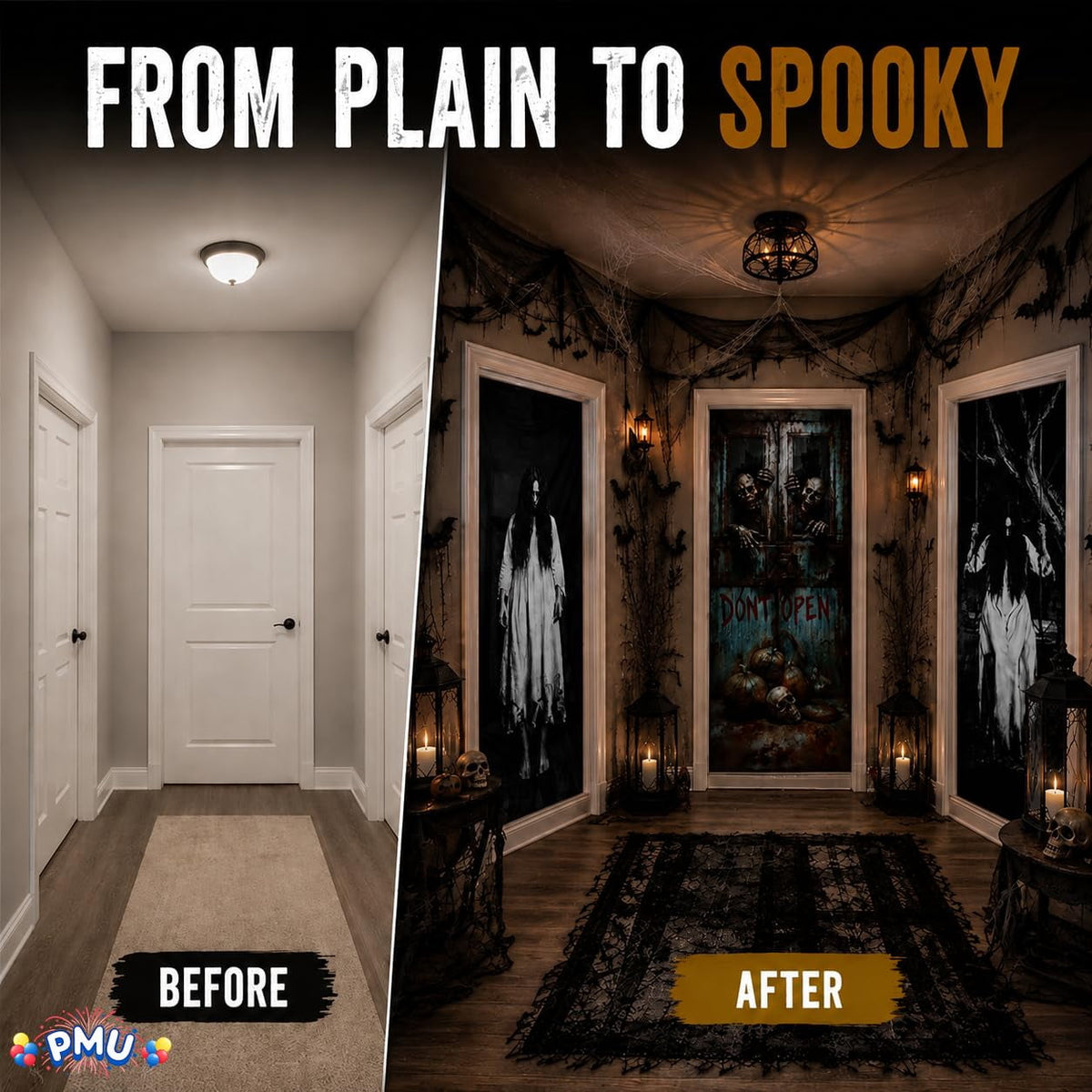 PMU Halloween Bathroom Door Cover, Halloween Decor, Door Decor