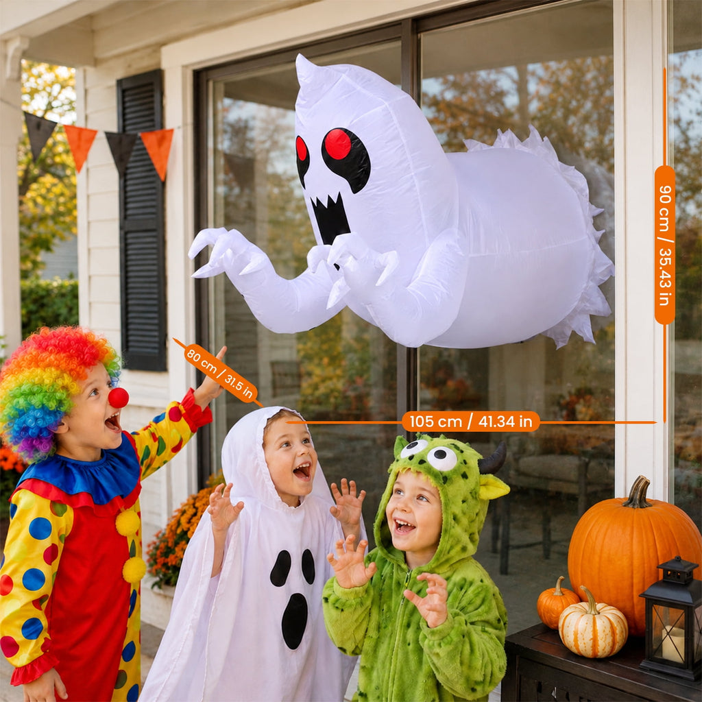 6FT Halloween Inflatable Ghost Pumpkin Decorations with LED Lights, 3 Ghosts Inflatable Yard Decorations for Outdoor Lawn Garden Porch Indoor Party Decorations
