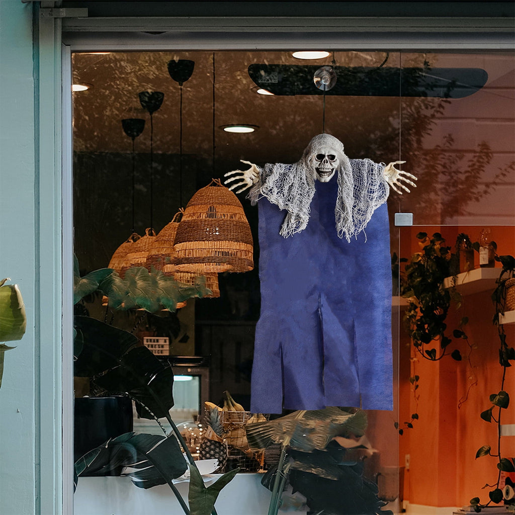 Wadada Halloween Hanging Grim Reapers, Halloween Skeleton Flying Ghosts for Halloween Outdoor Decoration, Haunted Haunted House Prop, Halloween Party Supplies Decor (17x13 Inch, With Suction Cups)