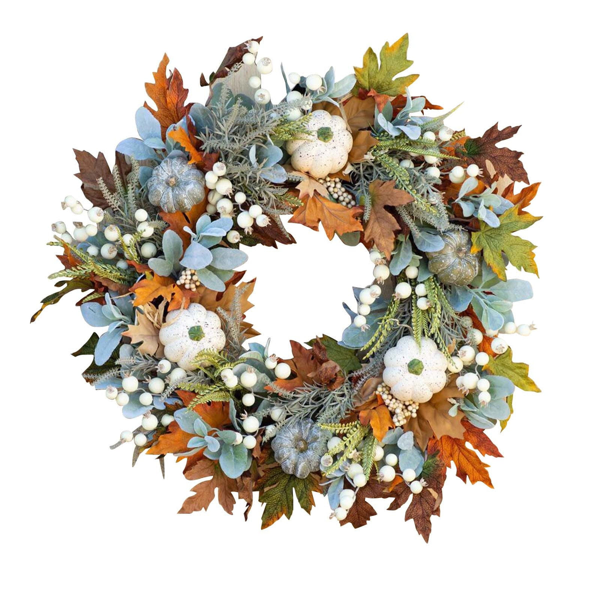 Summercome Fall Wreath for Front Door, Autumn Pumpkin Wreath Halloween Thanksgiving Wreath Door Hanging Party Decoration Home Relaxed Decor Inside Outside Wreath Window Garland Yard Indoor Outdoor, 20