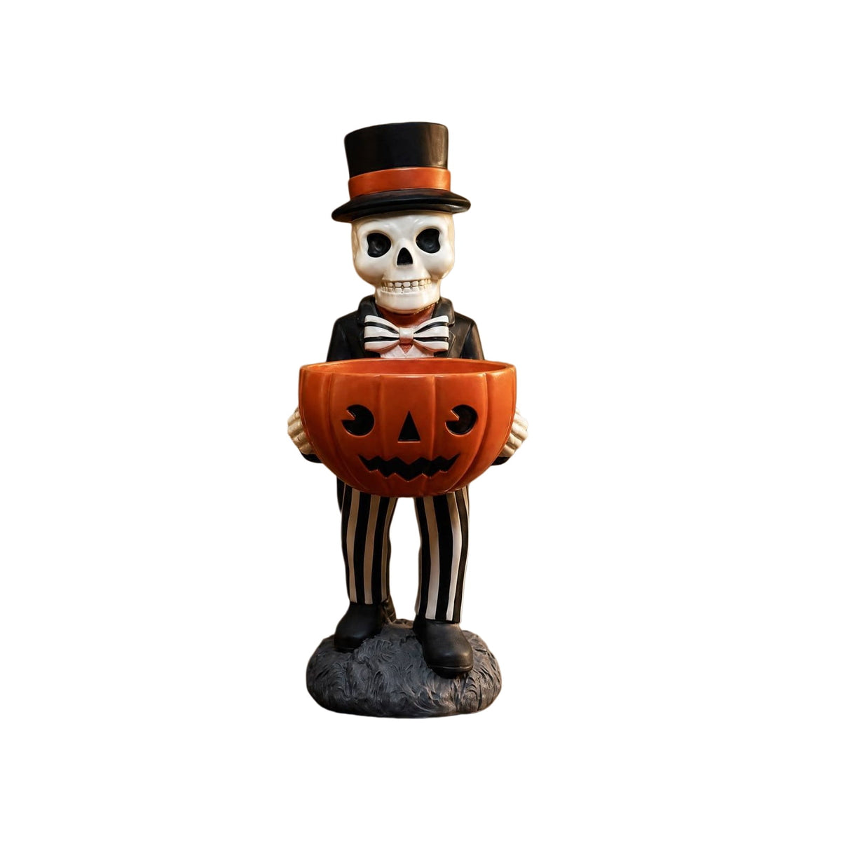 Lighted Halloween Ghost Candy Bowl, Cute LED Ghost Holding Pumpkin Candy Bucket for Trick or Treat, Outdoor Halloween Decorations for Front Porch, Indoor Yard Patio Halloween Decor