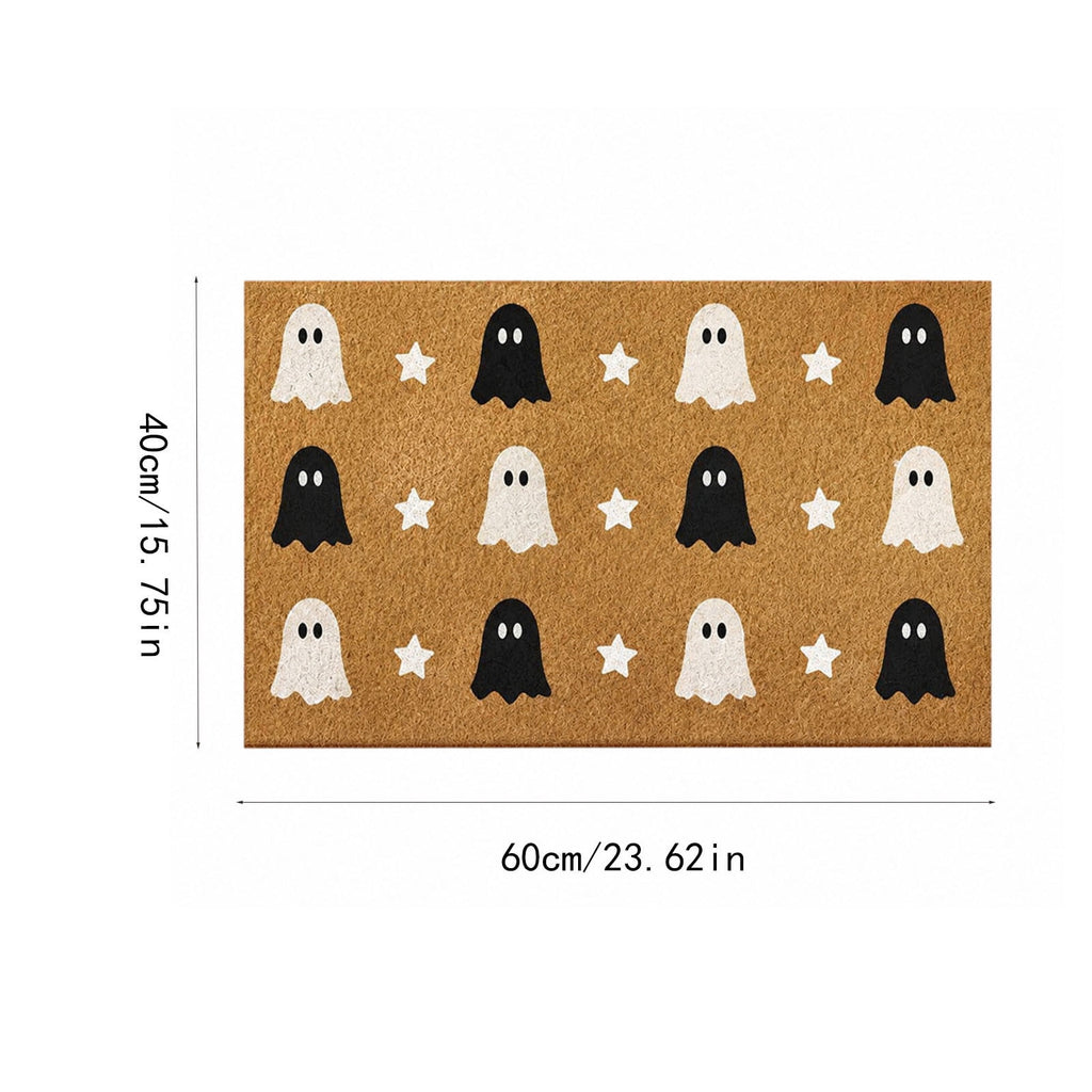 Fllostpr Halloween Pumpkin & Crow Welcome Doormat for Front Door, Non-Slip Vintage Brown Coir Floor Mat for Outdoor Porch Entryway Decor,16x24 Inch