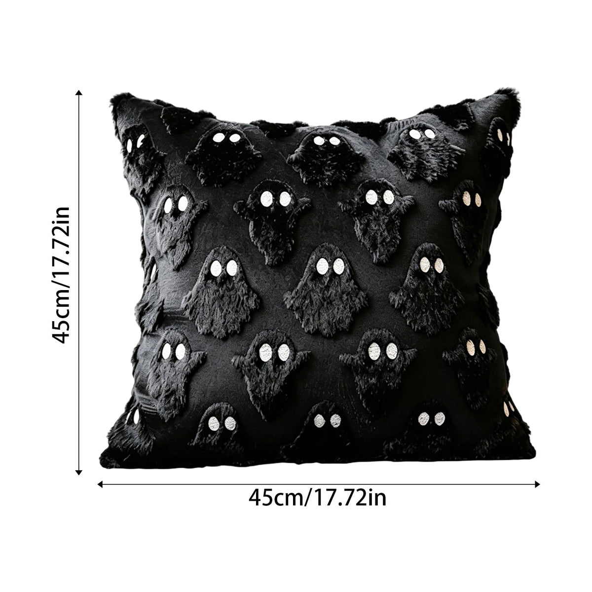 Decorative Pillow Orange Ghost Plush Throw Pillow Cover 18X18 Inch Halloween Home Decor for Couch Bedroom Holiday Decor