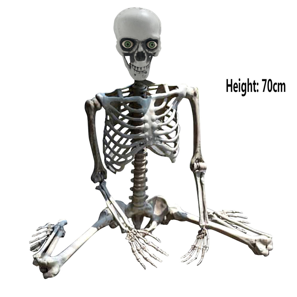 Realistic White Plastic Half Torso Skeleton Tabletop Prop, Detailed Human Half Skeleton Halloween Desktop Decor, Weatherproof Indoor Outdoor Reusable Spooky Party Ornament