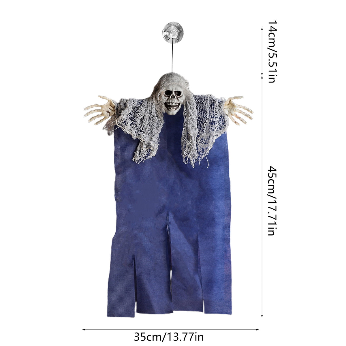 Wadada Halloween Hanging Grim Reapers, Halloween Skeleton Flying Ghosts for Halloween Outdoor Decoration, Haunted Haunted House Prop, Halloween Party Supplies Decor (17x13 Inch, With Suction Cups)