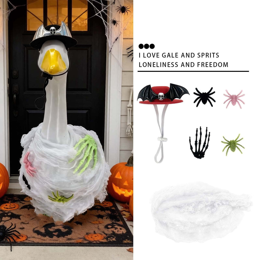 Halloween Garden Porch Decor, Porch Goose Outfits Halloween, 23 Inch Porch Goose Outfits, Witch Dress and Hat Set, Fits 23X11X26 Inch Standing Plush Goose for Front Porch Lawn