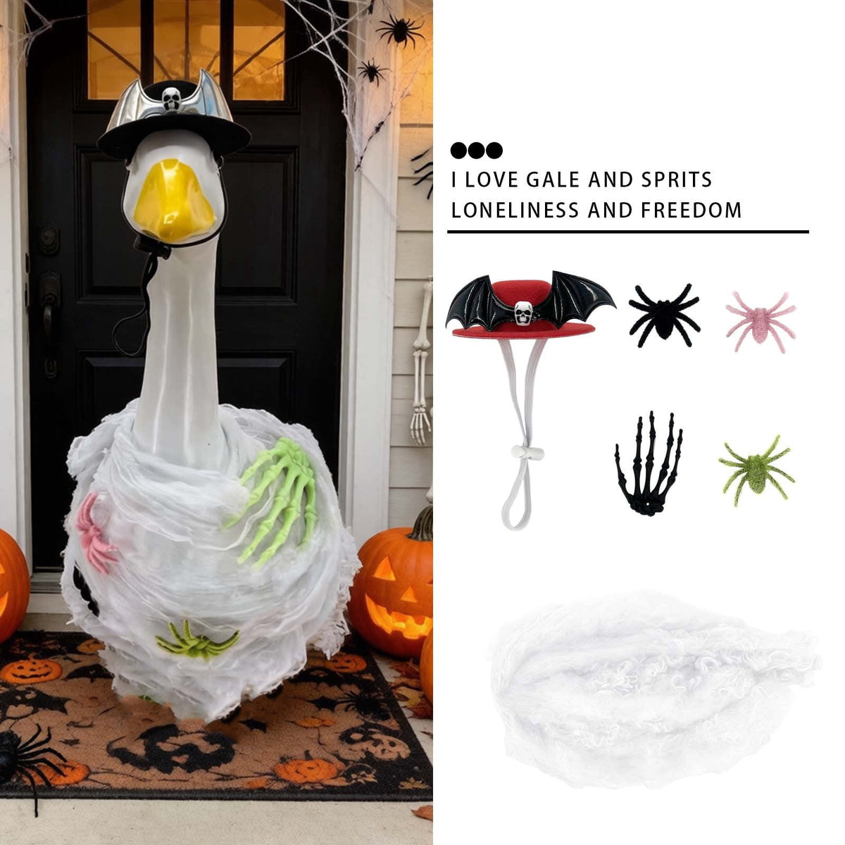 Halloween Garden Porch Decor, Porch Goose Outfits Halloween, 23 Inch Porch Goose Outfits, Witch Dress and Hat Set, Fits 23X11X26 Inch Standing Plush Goose for Front Porch Lawn