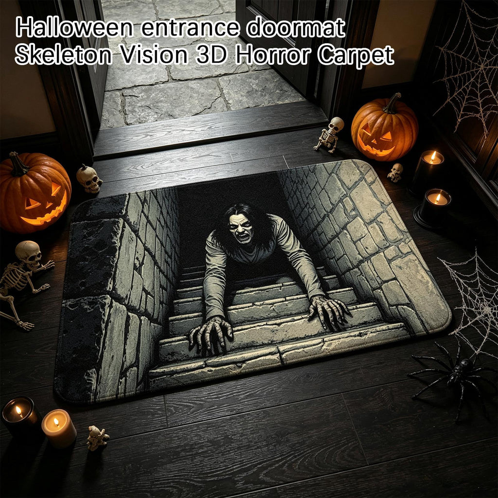 Scary Halloween Decorations Outdoor Spooky 3D Visual 20 Inch Floor Mat Halloween Home Decor Indoor Halloween Front Door Decor Creepy Themed Entrance Rug Deep Grey, 1 Pack