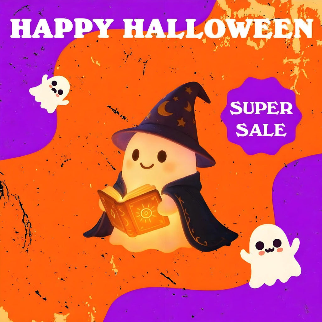 Halloween Ghost Night Light, Cute Ghost Playing The Guitar Lamp, Ghost Warm Lighted Figurine Lamps for Party Bedroom Study Room Home Dorm, Halloween Decor Indoor