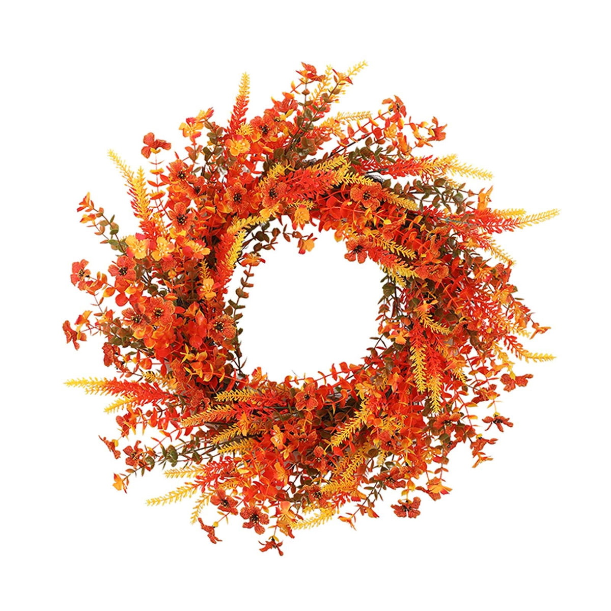 AUHomi Artificial Cedar Cypress Garland, Christmas Wreath 17.7-Inch, Front Door Wreaths, All Season Artificial Fir Wreath, Wall Hanging Wedding Window Home Porch Wreath Decoration (Yellow)