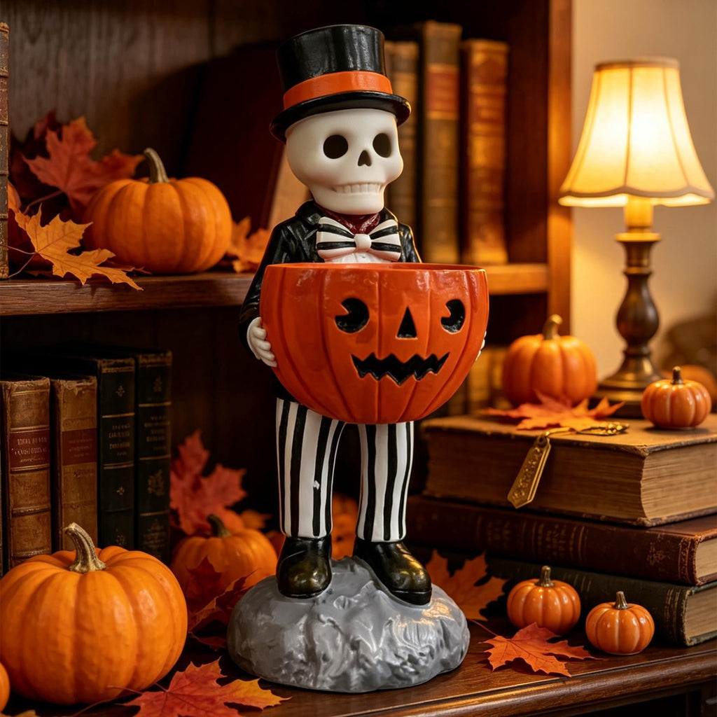 Light Up Ghost Pumpkin Candy Bowl Halloween Decor, Halloween Decorations Outdoor LED Glowing Ghost Candy Pumpkin Bowl, Fall Front Porch Yard Indoor Table Ghosts Treat Bowls Decor