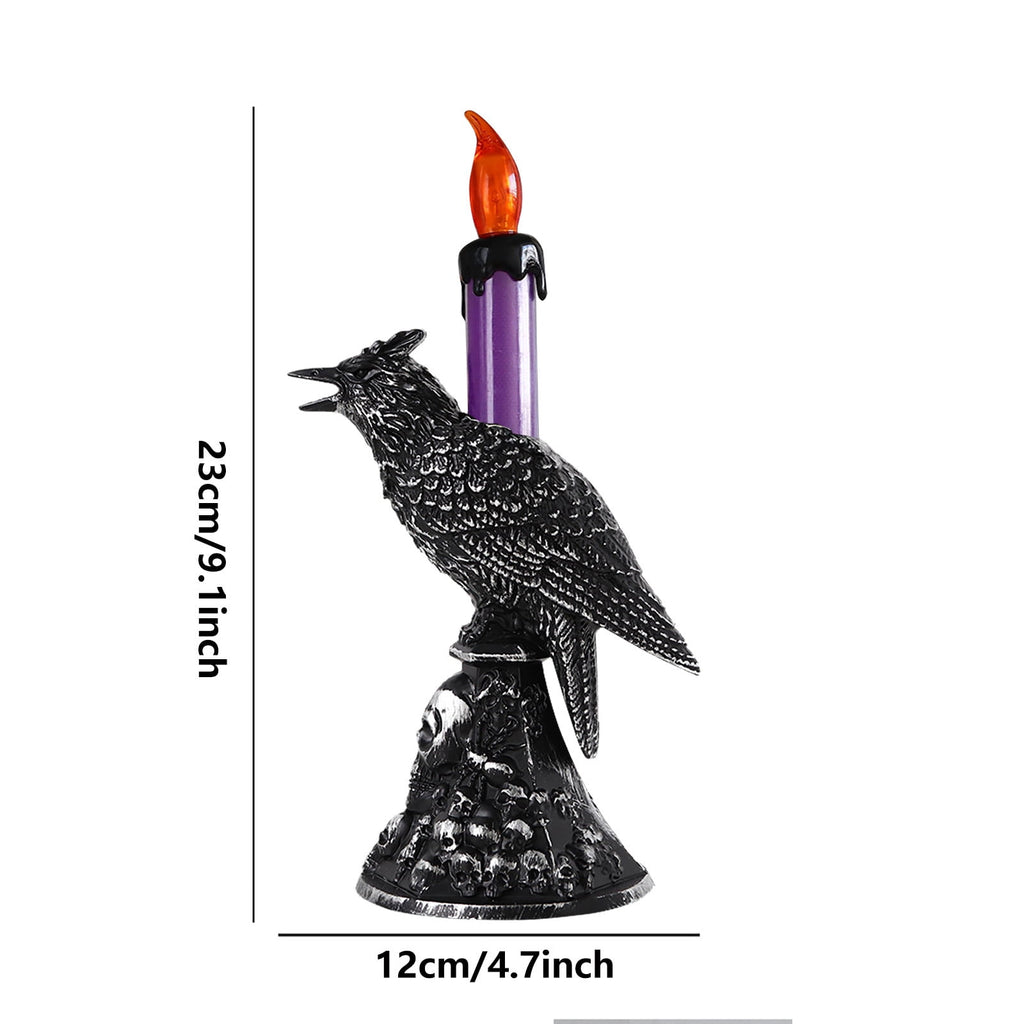 Gothic Mysterious Raven Lamp Light Sculpture, Resin Halloween Moonlight Luminous Crow Bird Led for Home Decor Gift, Bedroom Bedside, Living Room