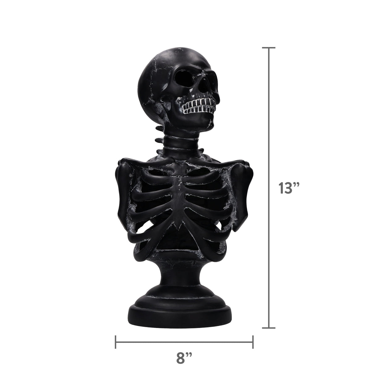 Light-Up Battery-Operated Faux Skeleton Bust, Black, 12", Halloween by Way To Celebrate