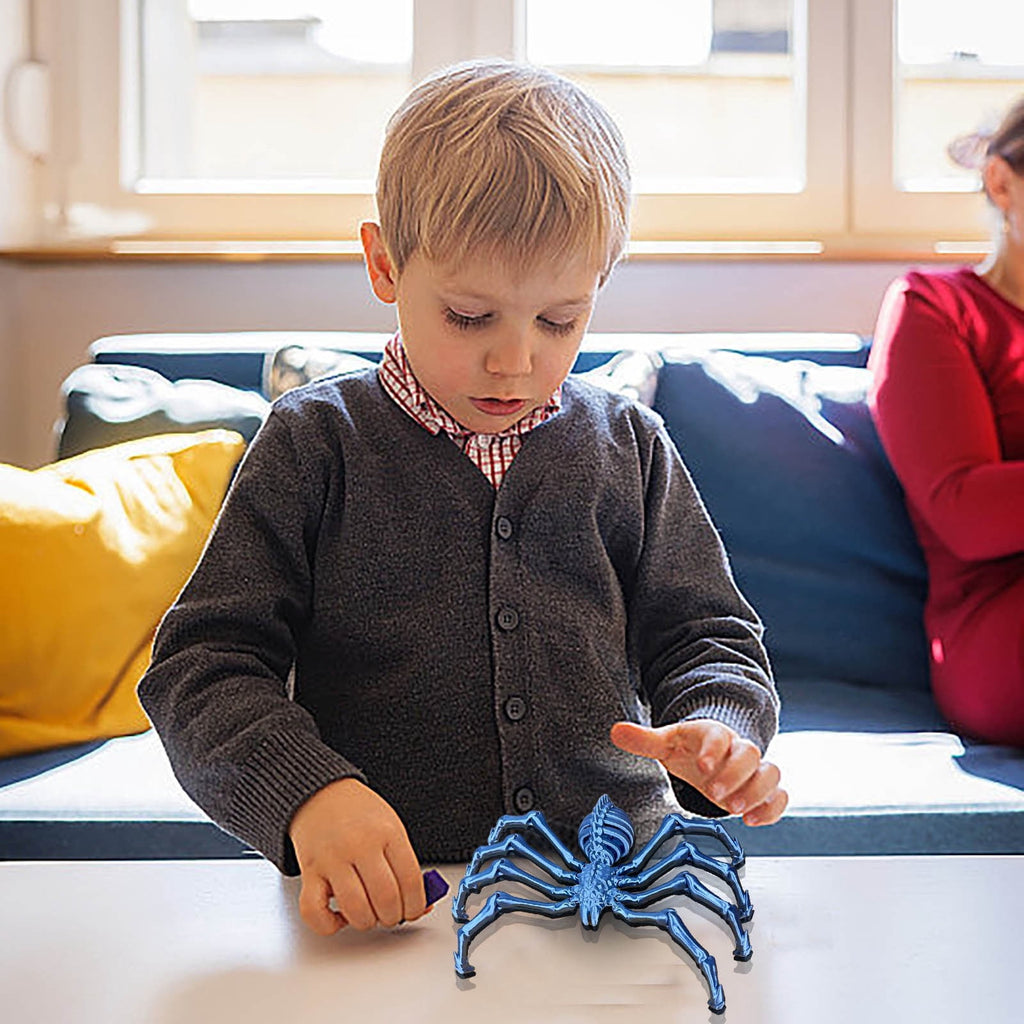 3D Printed Hell Skeleton Wolf Spider, Movable Contraction Spider Toy Ornament, Halloween Spider Decorations, Desktop 3D Printed Wolf Spider Toy for Halloween Decor