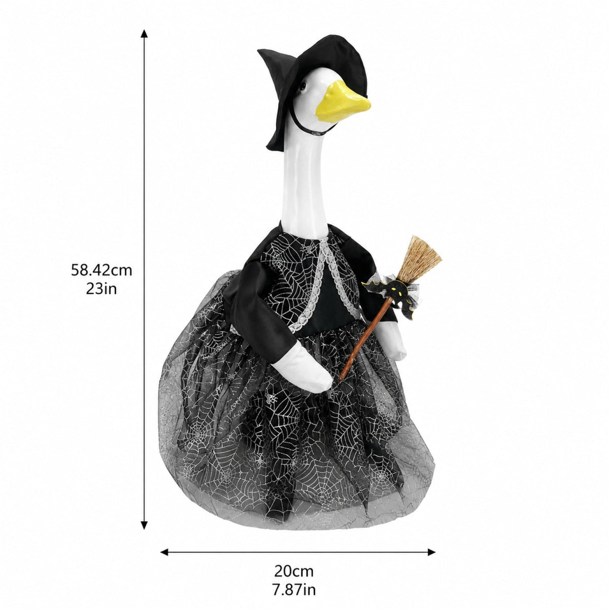 Halloween Garden Porch Decor, Porch Goose Outfits Halloween, 23 Inch Porch Goose Outfits, Witch Dress and Hat Set, Fits 23X11X26 Inch Standing Plush Goose for Front Porch Lawn