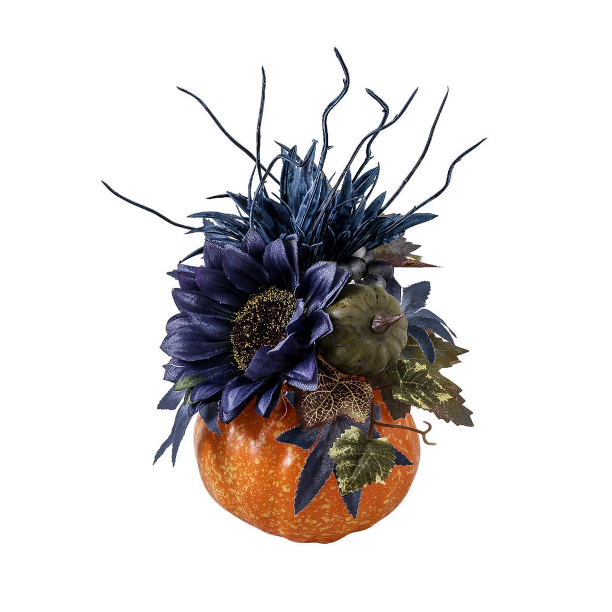 Peacheart Fall Table Decoration, 4.7" Artificial Pumpkin with Sunflower Berry Maple Leave for Autumn Harvest Thanksgiving Halloween Wedding Party Farmhouse Home Table Centerpiece