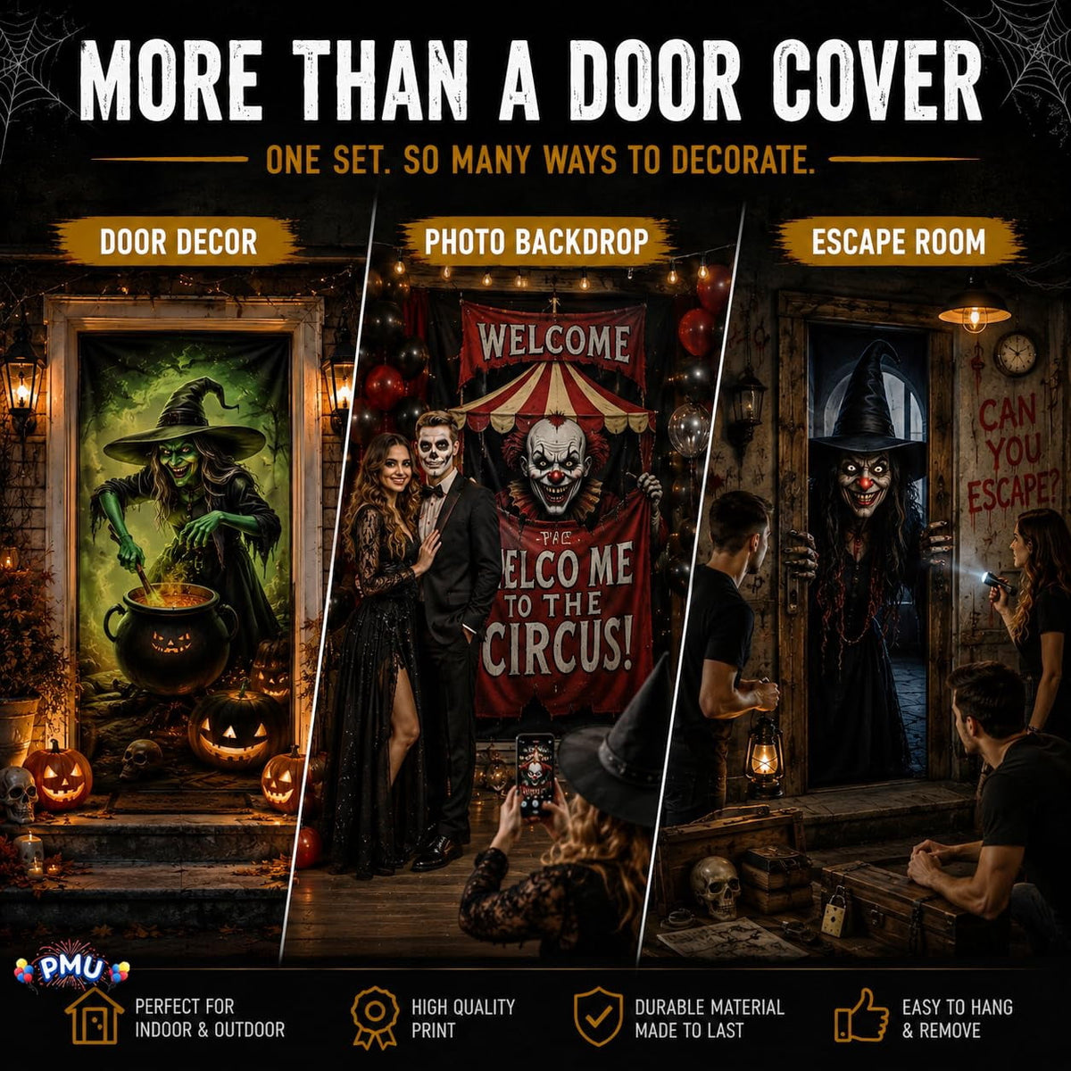 PMU Halloween Bathroom Door Cover, Halloween Decor, Door Decor