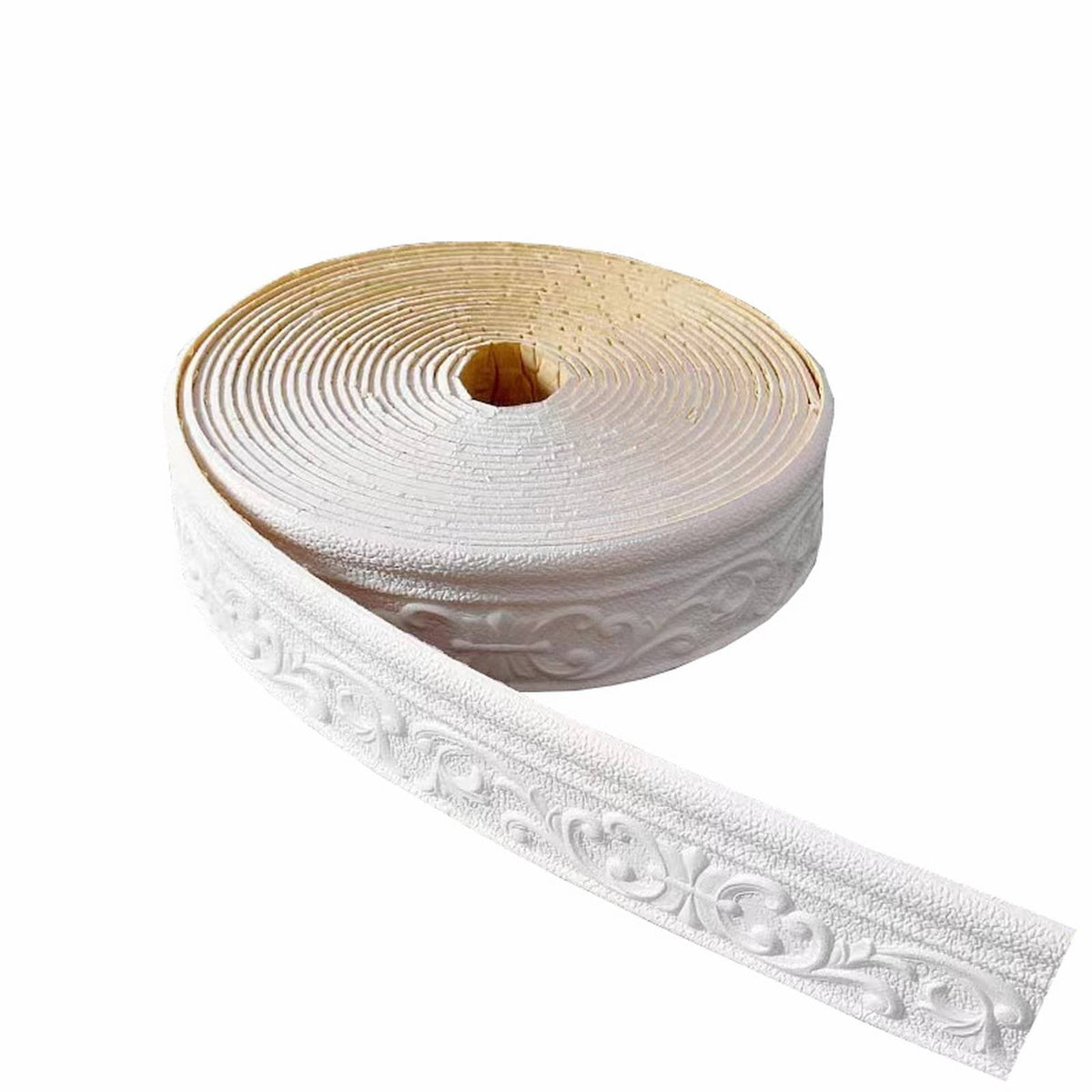 1 Roll Foam Molding Trim Peel and Stick,Flexible Molding Wallpaper Border,Self Adhesive 3D Wall Base Moulding Trim,Wall Edging Lines Foam Baseboard,Wall Base Moulding Trim,(White,90.55x3.14 in)