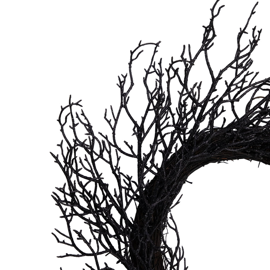 Northlight Glittered Twig Artificial Halloween Wreath - 24" - Black - Unlit